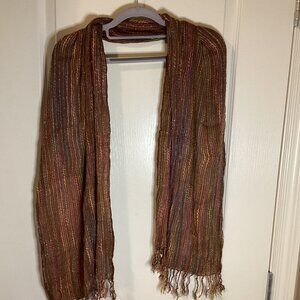 Mix Nouveau Womens Long Scarf Brown Multicolored Earthy Tones Winter Neck Warmer